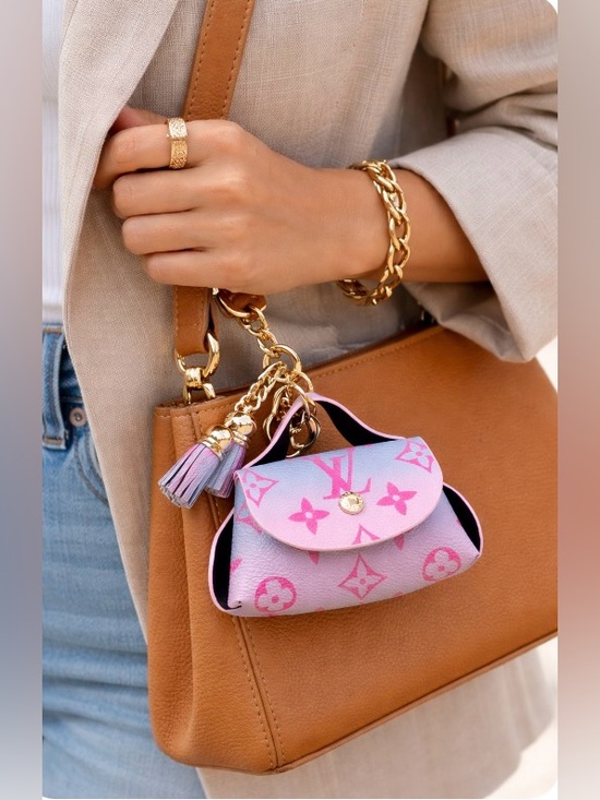 . Handbags - Pink Monogram Key Pouch/key chain- stamped on clasps- FULL INCLUSION- New